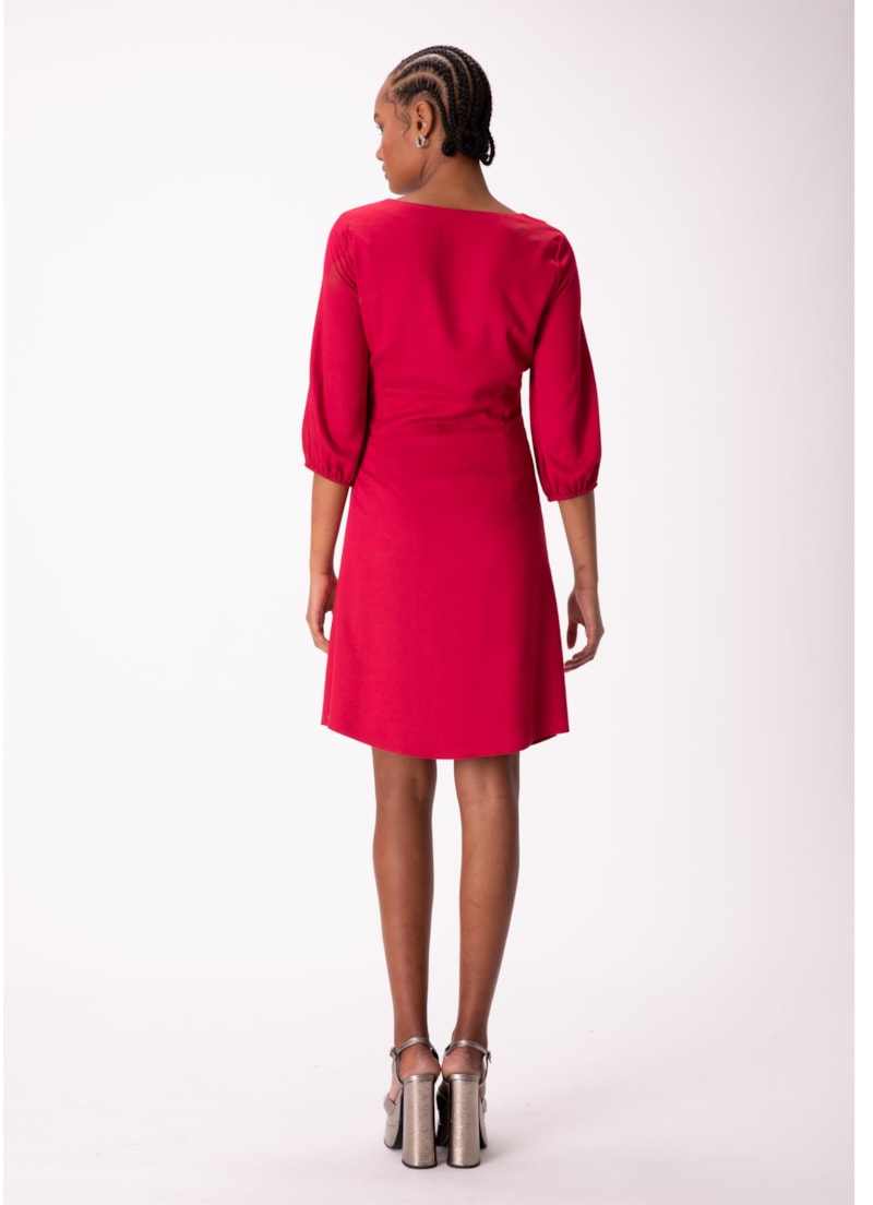 Vestido Venice Midi Manga Bufante Magenta