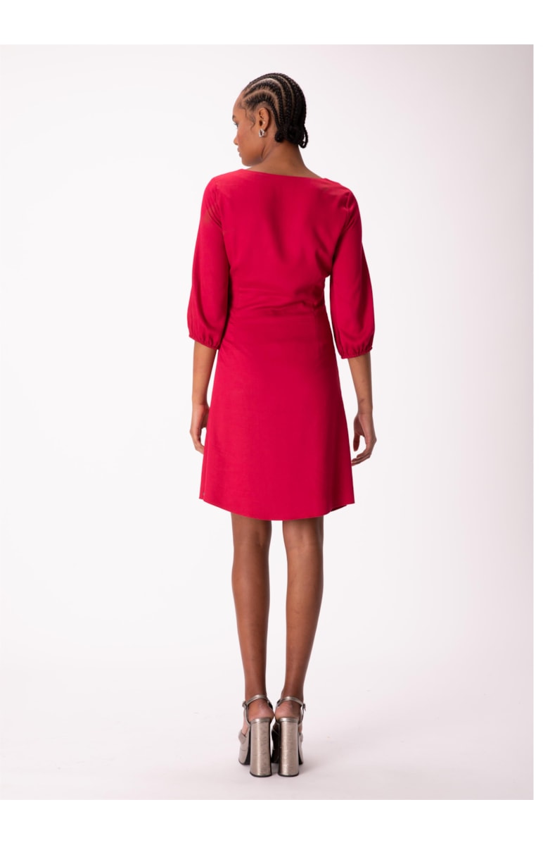 Vestido Venice Midi Manga Bufante Magenta