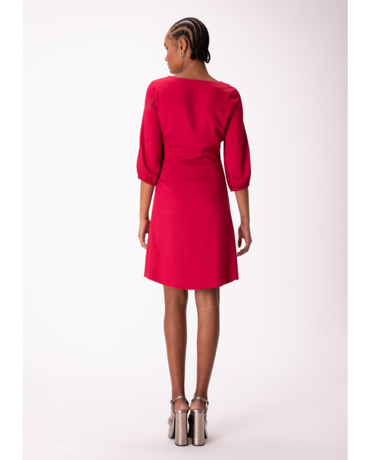 Vestido Venice Midi Manga Bufante Magenta