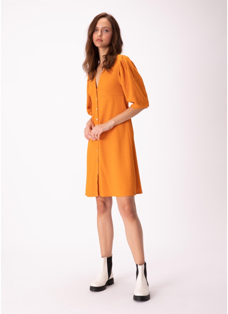 Vestido Viscolinho Naomi Decote v Mostarda