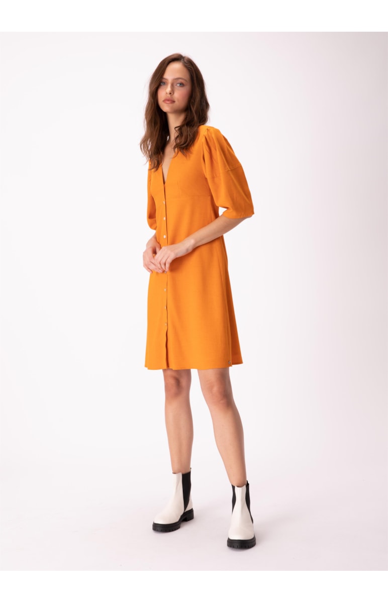 Vestido Viscolinho Naomi Decote v Mostarda