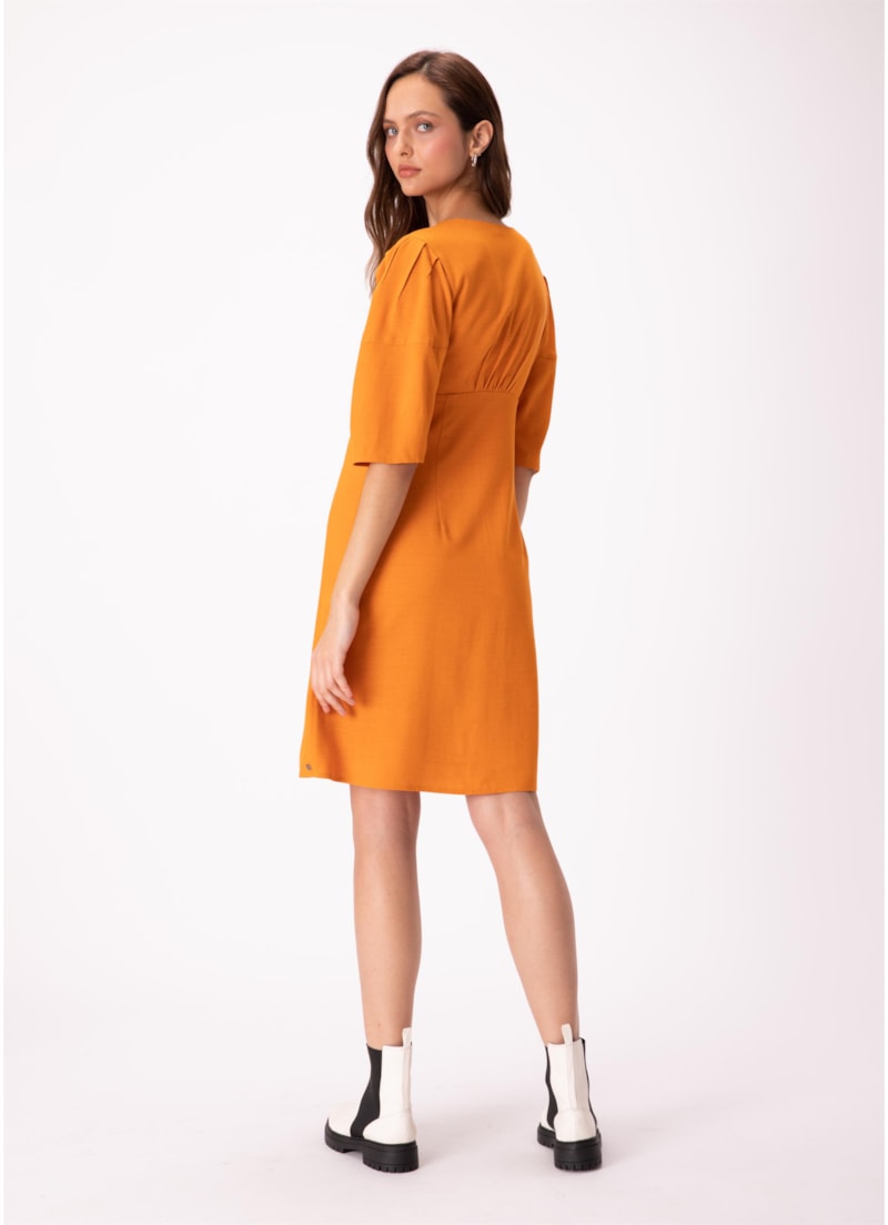 Vestido Viscolinho Naomi Decote v Mostarda