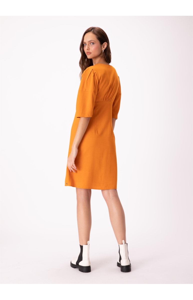 Vestido Viscolinho Naomi Decote v Mostarda