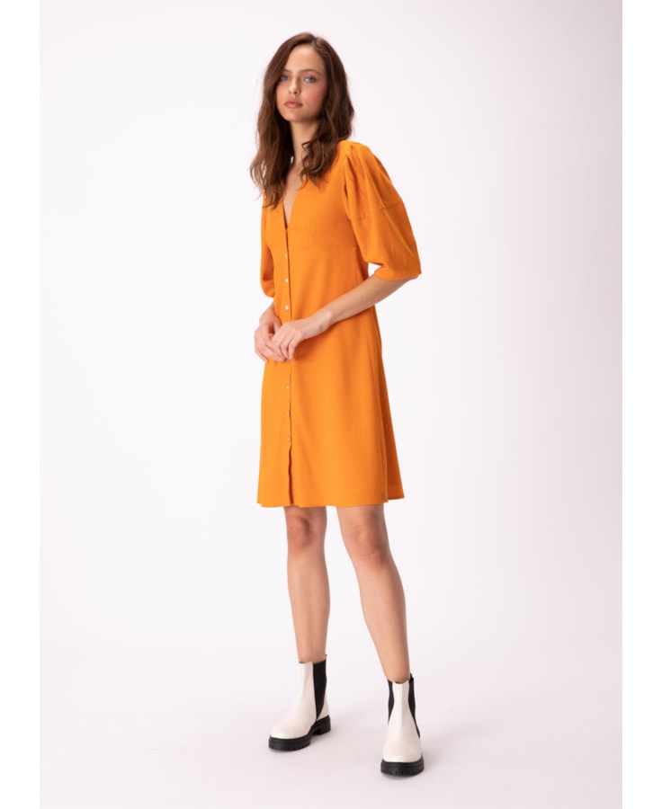 Vestido Viscolinho Naomi Decote v Mostarda