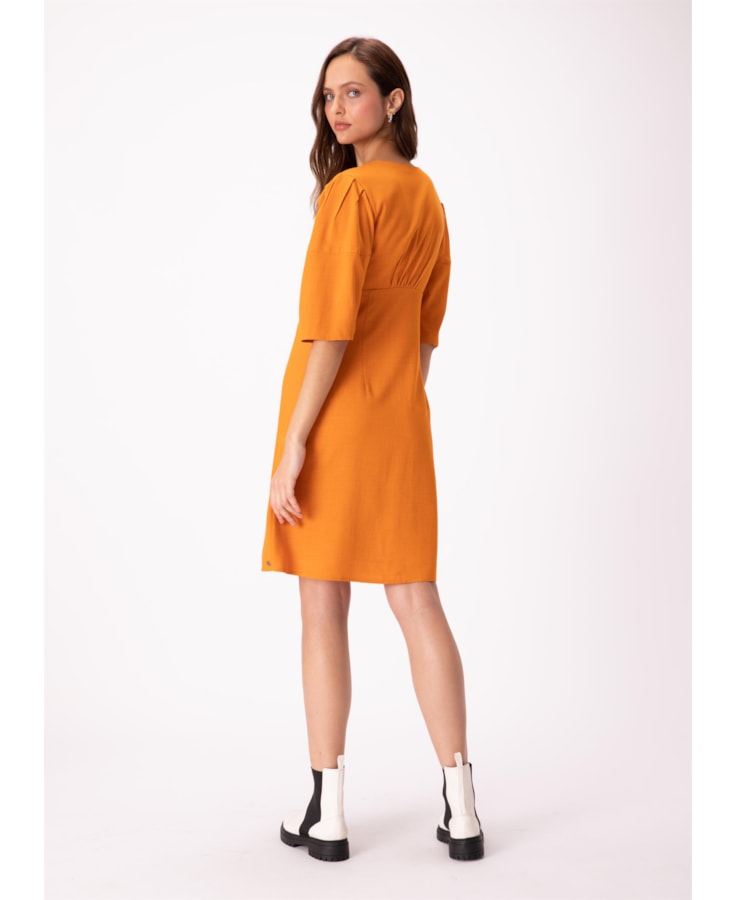 Vestido Viscolinho Naomi Decote v Mostarda
