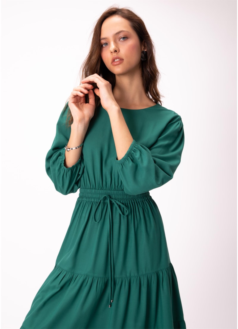 Vestido Viscose Essential Midi Ajuste Ci Petroleo
