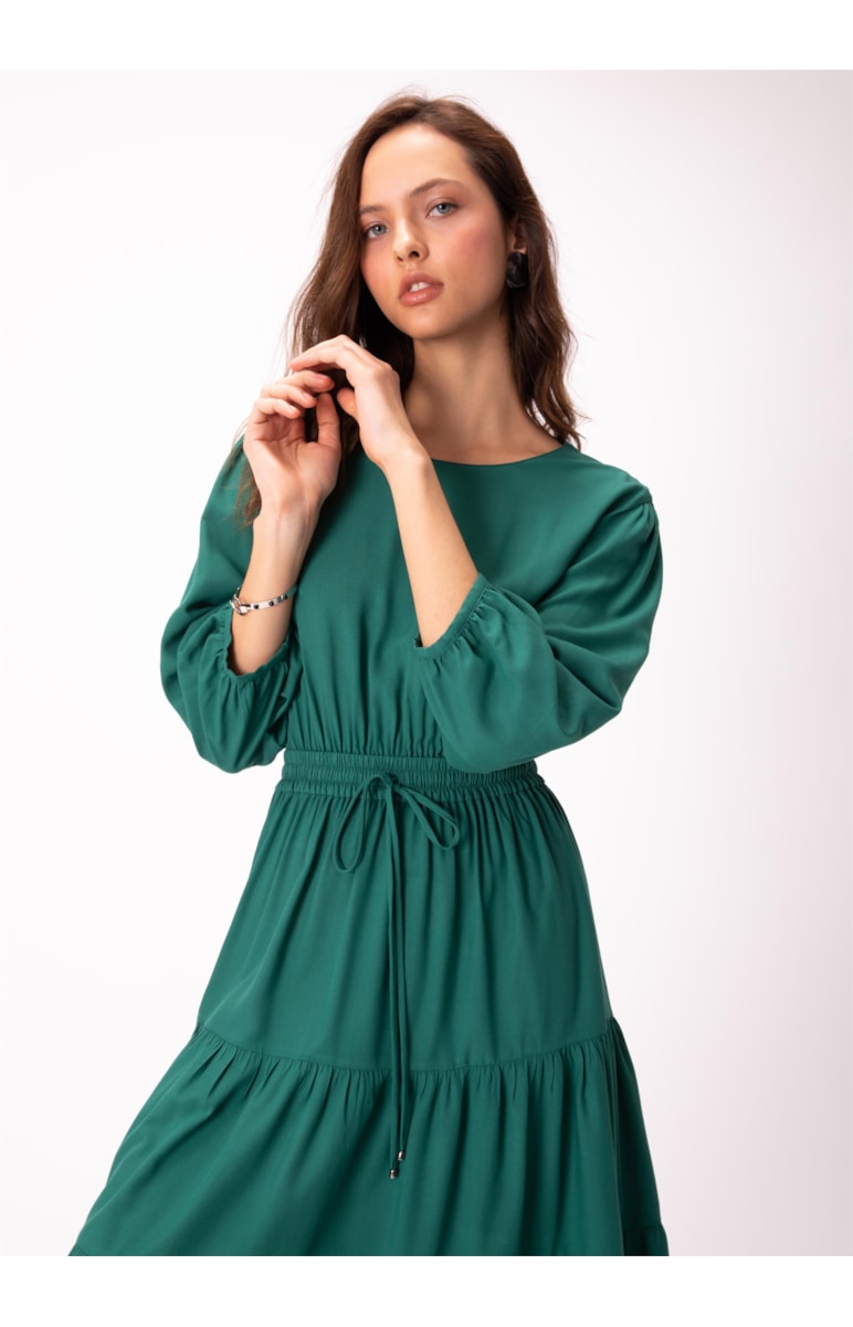 Vestido Viscose Essential Midi Ajuste Ci Petroleo