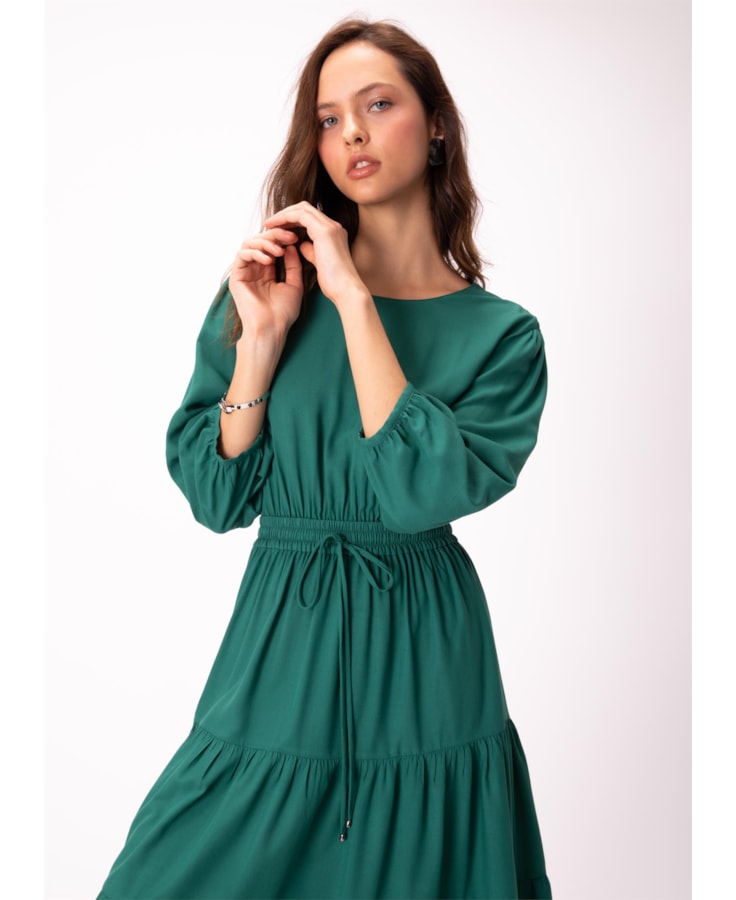 Vestido Viscose Essential Midi Ajuste Ci Petroleo