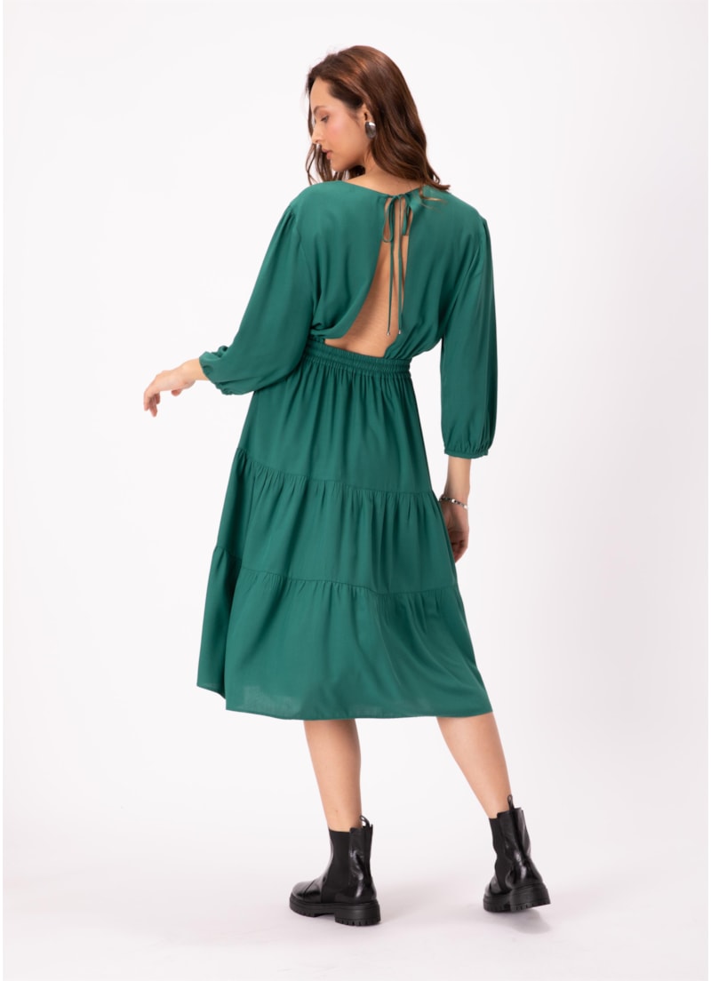 Vestido Viscose Essential Midi Ajuste Ci Petroleo