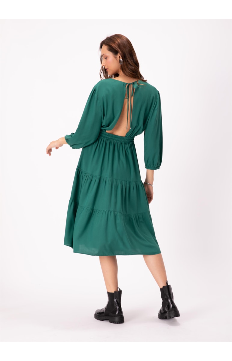 Vestido Viscose Essential Midi Ajuste Ci Petroleo