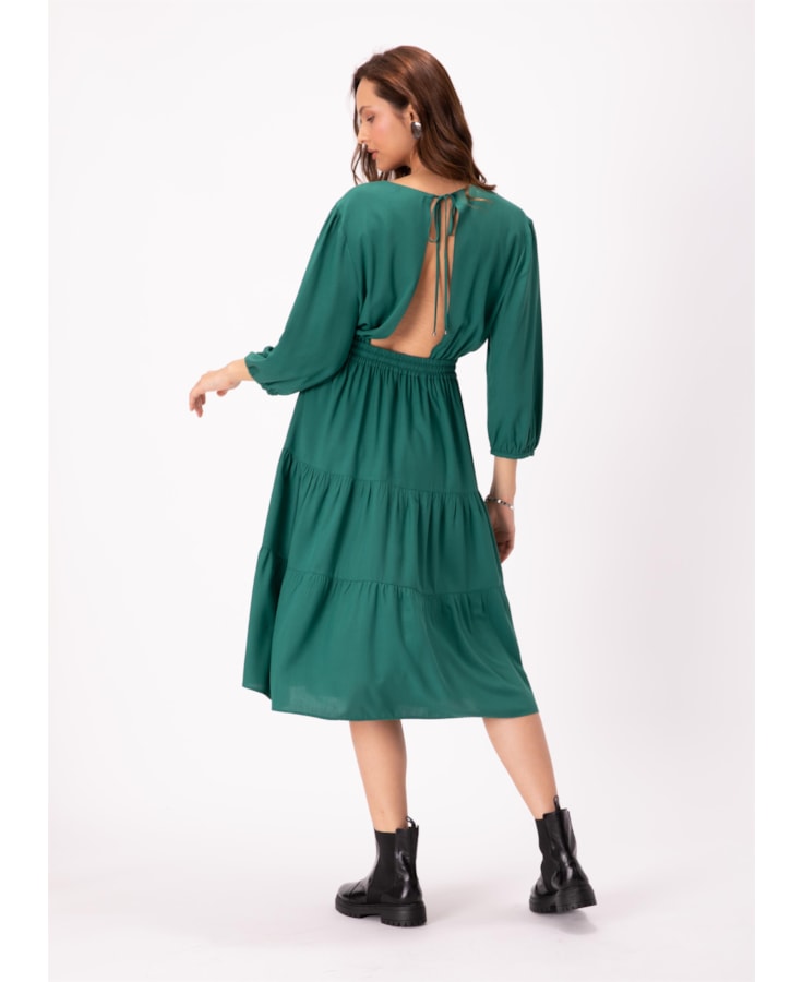 Vestido Viscose Essential Midi Ajuste Ci Petroleo
