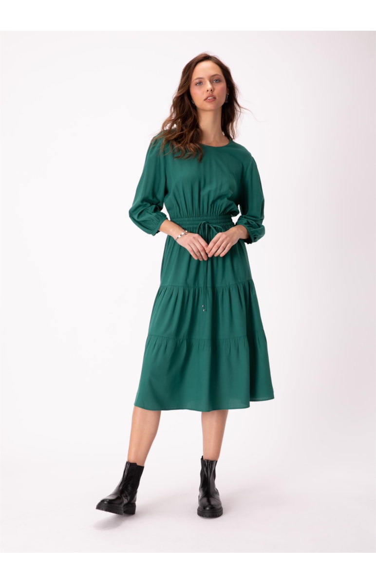 Vestido Viscose Essential Midi Ajuste Ci Petroleo