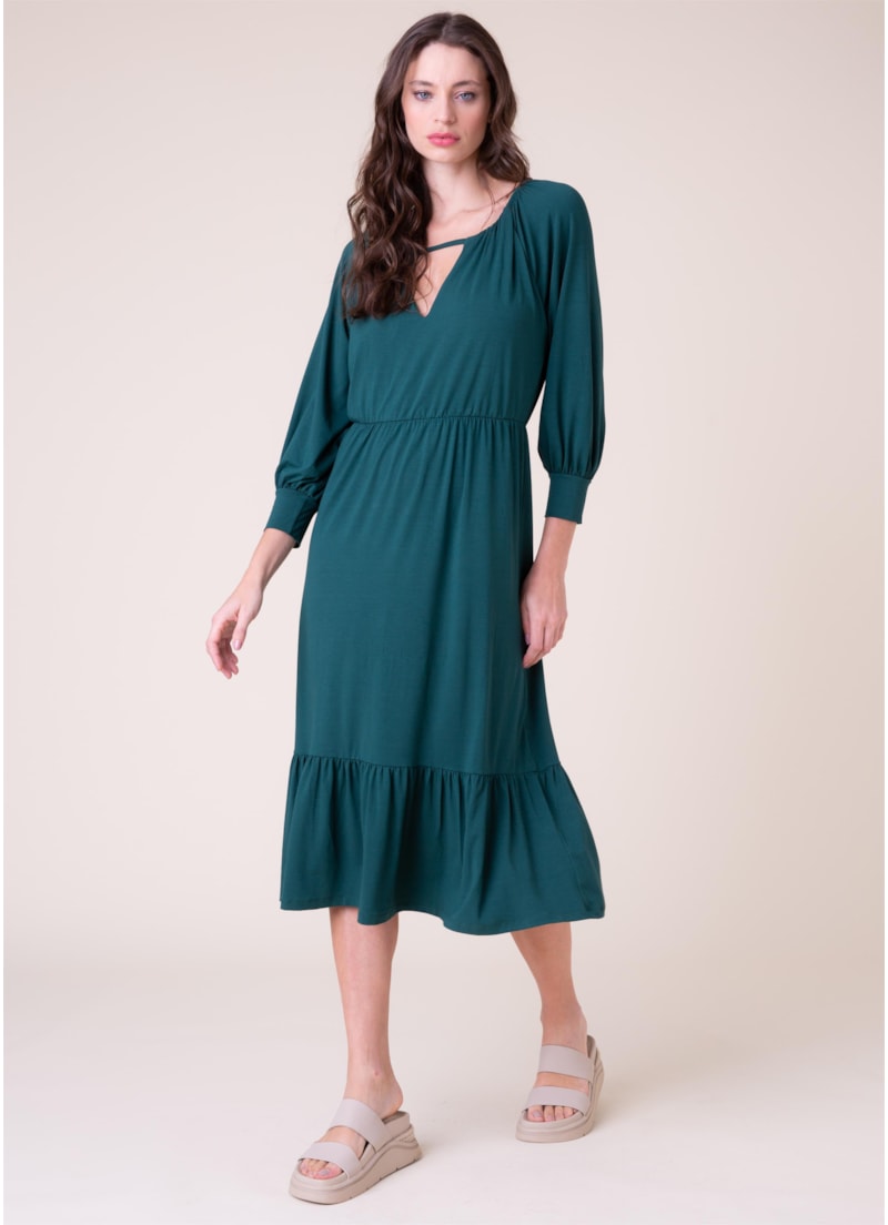 Vestido Visup New Manga Longa Verde Militar