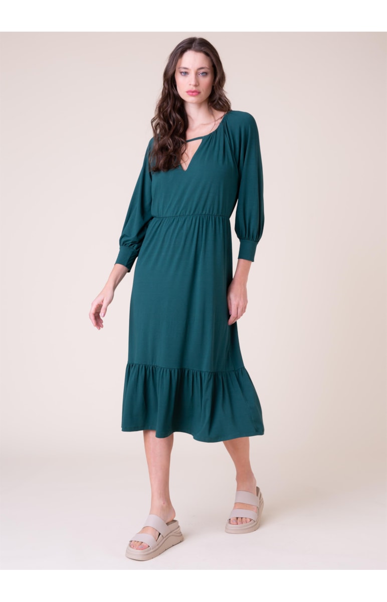 Vestido Visup New Manga Longa Verde Militar