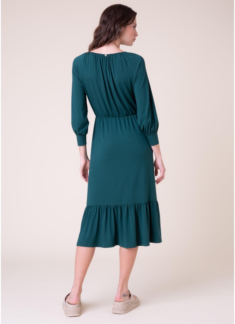 Vestido Visup New Manga Longa Verde Militar