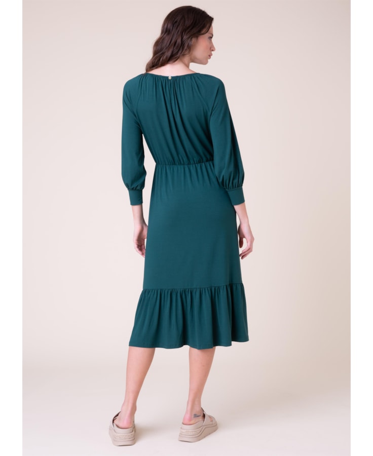 Vestido Visup New Manga Longa Verde Militar
