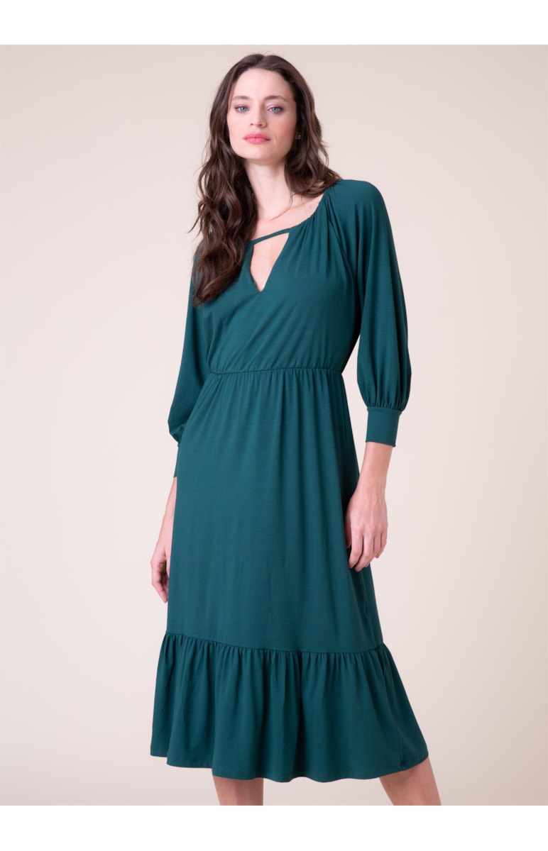 Vestido Visup New Manga Longa Verde Militar