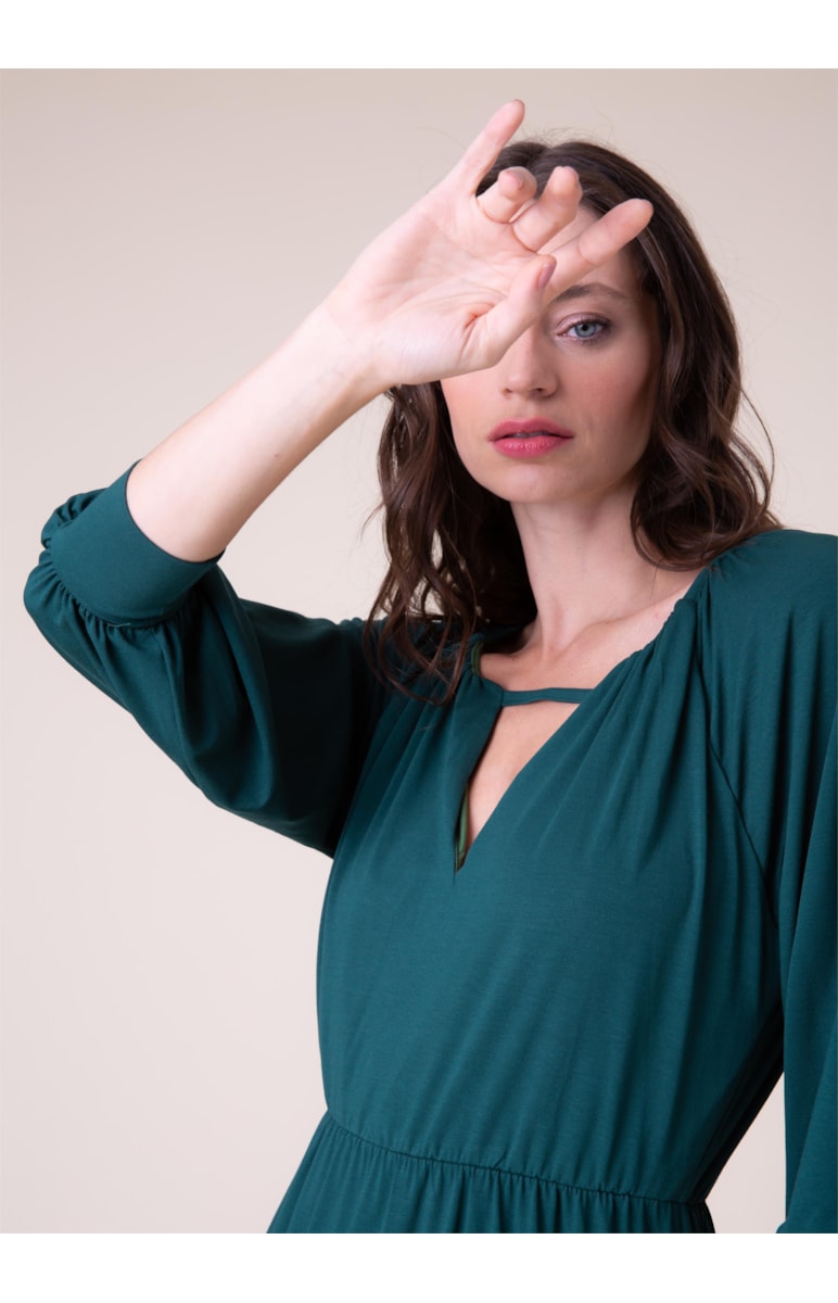 Vestido Visup New Manga Longa Verde Militar