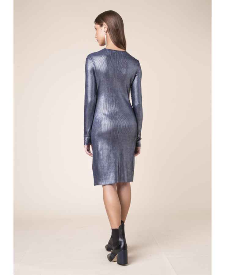 Vestido Wrap Brilho Petroleo