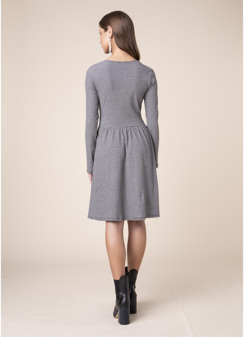 Vestido Wrap Waffle Cinza Mescla