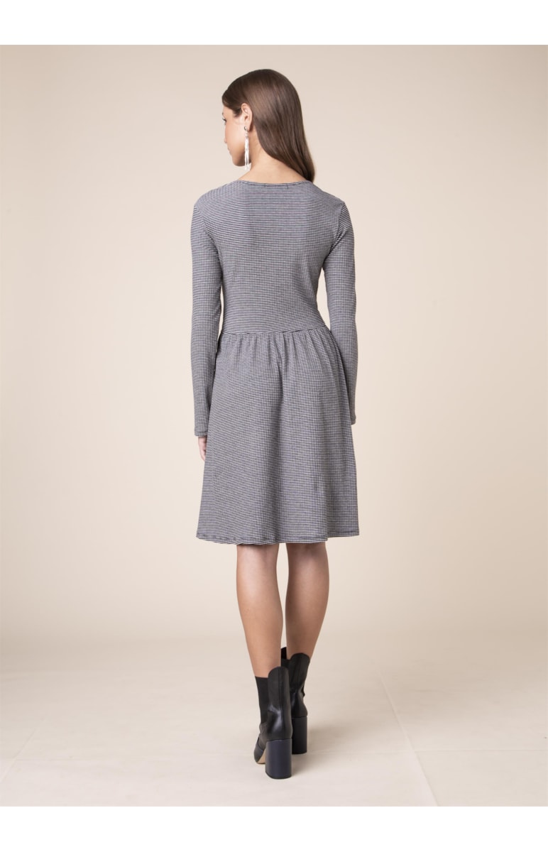 Vestido Wrap Waffle Cinza Mescla