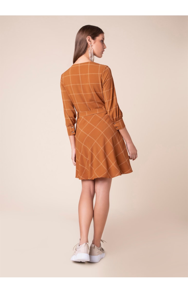 Vestido Xadrez Mini Caramelo