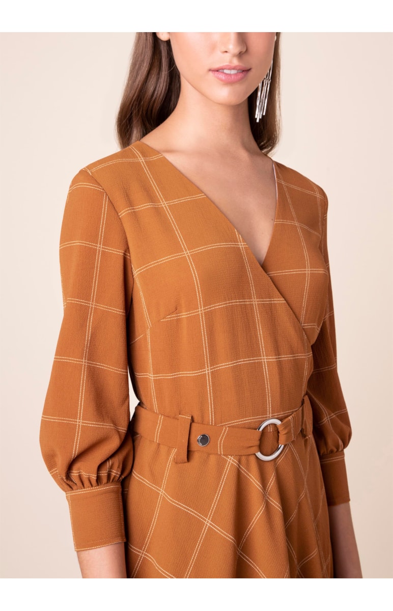 Vestido Xadrez Mini Caramelo